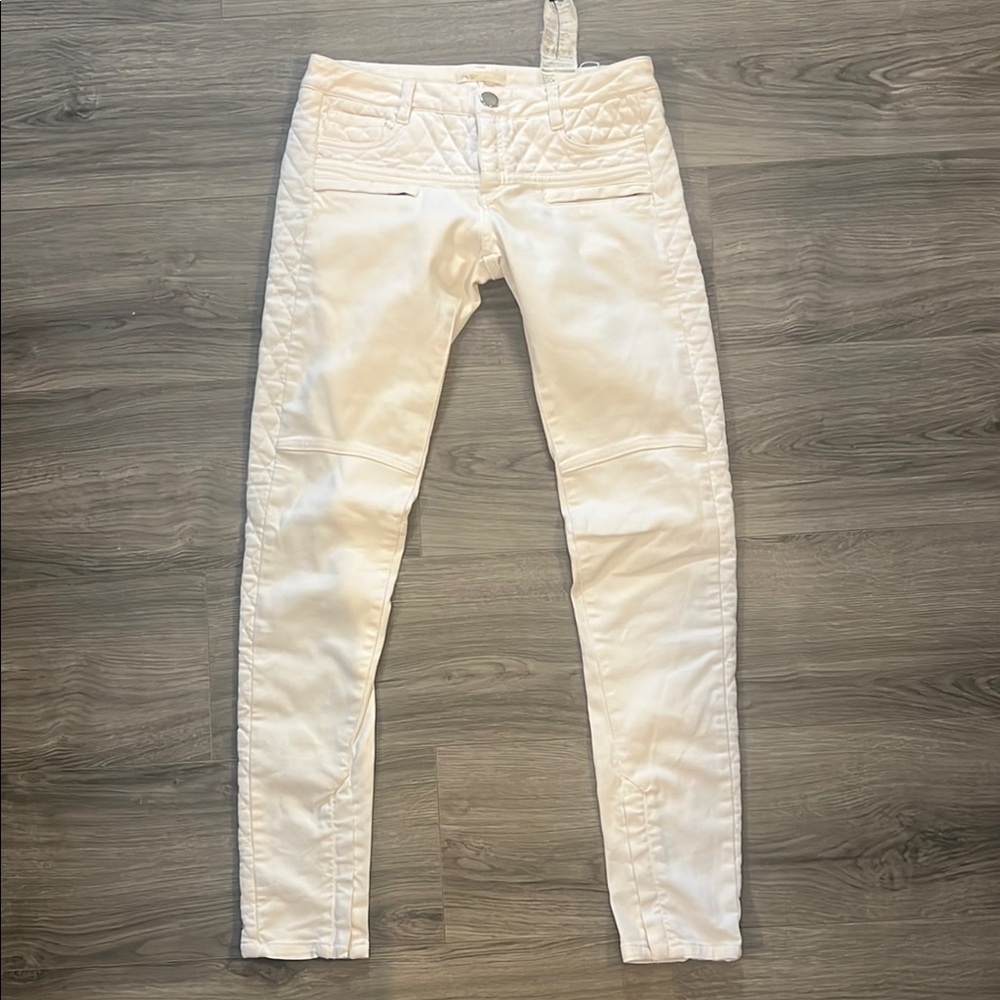 Maje White Skinny Jeans with Tapered Fit and Contrast Stitching
